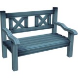 Blue outdoor bench