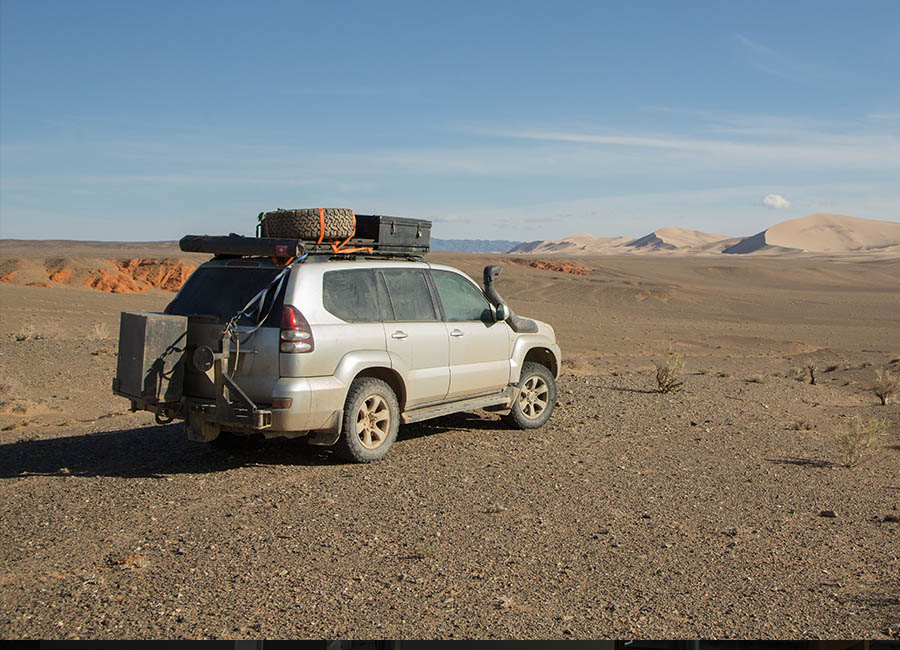 Adventure car on the road